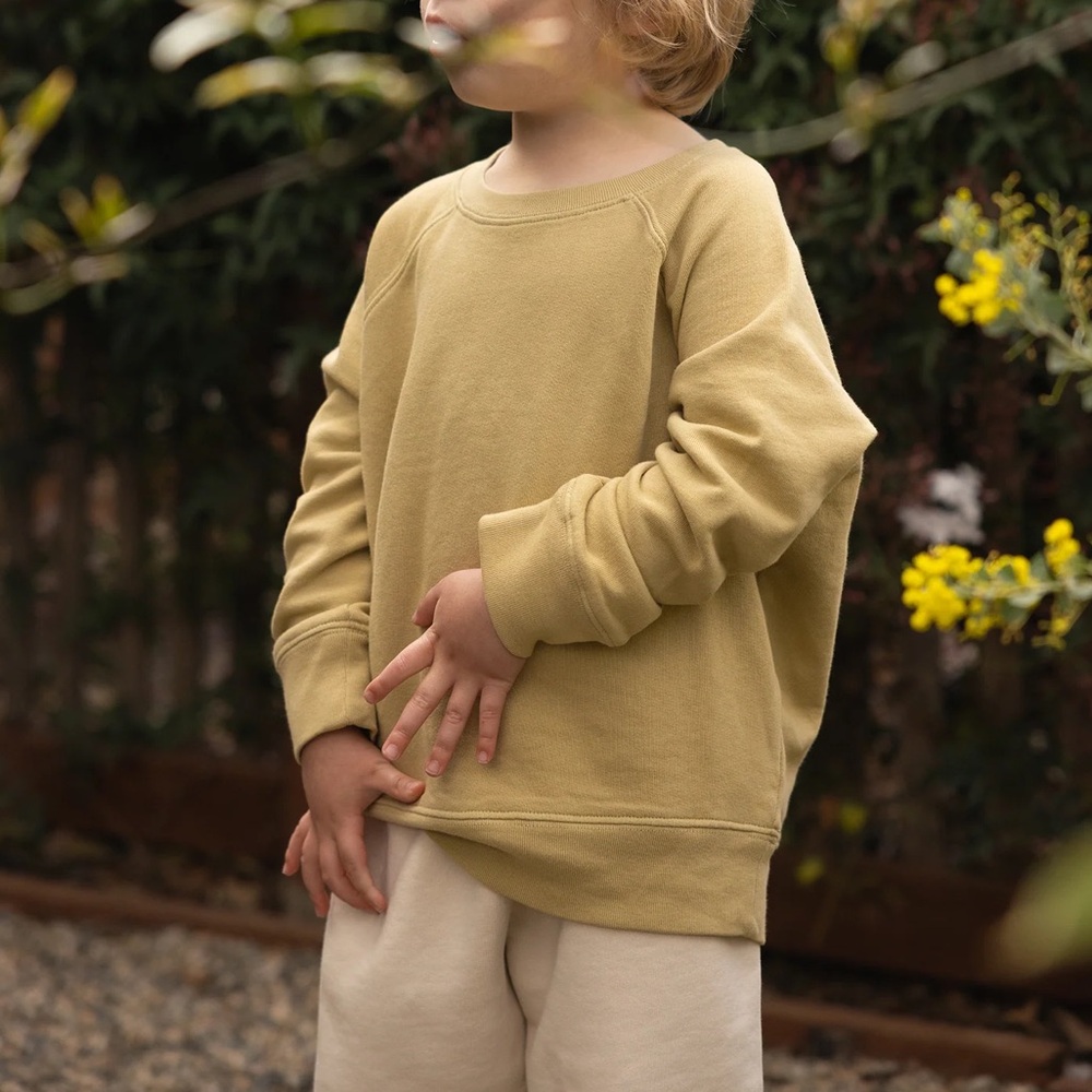 NWT MATE THE LABEL Mini Organic Lightweight Terry Raglan Sweatshirt